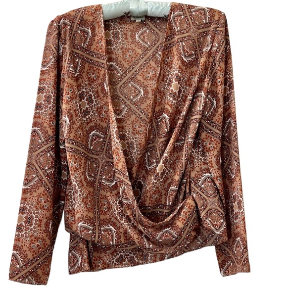 5/$20 Cremieux Slanted Waist Wrap Blouse - Picture 1 of 7